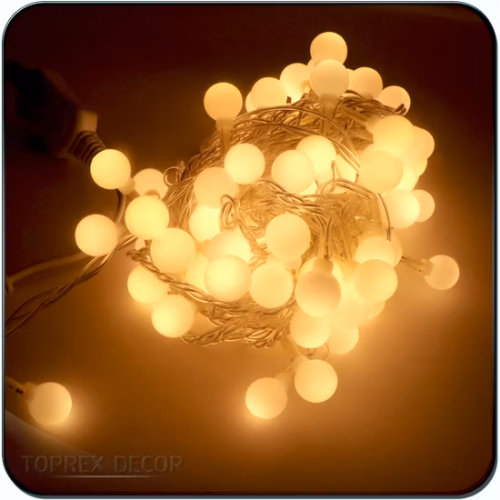 Toprex Outdoor Garden Christmas Decor Pendurado Cor Sedex 17mm LED PE Ball String Lights
