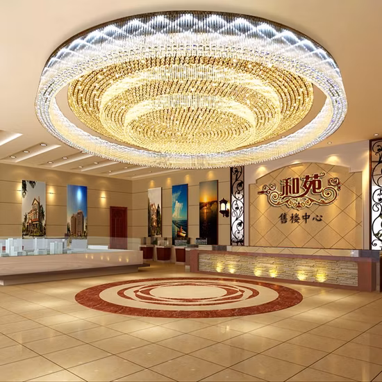 Lustre de teto LED redondo de vidro com projeto personalizado de escada interna do saguão do hotel